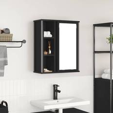 vidaXL Bad-Wandschrank mit Spiegel Schwarz Eichen-Optik 50 x 21 x 60 cm