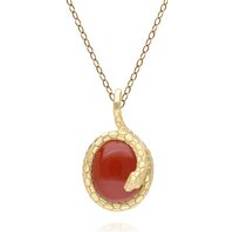 Ruby Jewellery Gemondo Red Jasper Winding Snake Pendant Necklace - Gold Plated