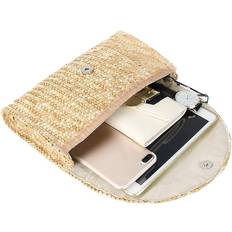Straw Clutch Purses For Women - Brown