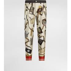 Men - Silk Jeans Dolce & Gabbana Loose Blue Denim And Silk Jeans With Lighter Print Blue