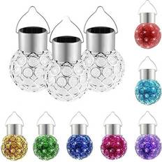 LED Solar Power Glass Ball Crystal Hanging Light 3 pcs