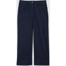Eileen Fisher Cropped Wide-Leg Stretch Denim Pants - Deep Indigo