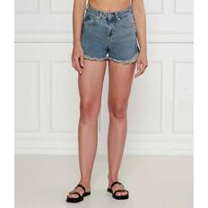 Karl Lagerfeld Dam Shorts Karl Lagerfeld Frayed Denim Shorts Woman Tinted Washed - Mid Blue