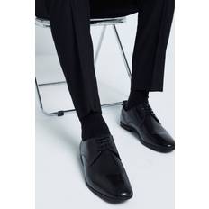 Wide Fit Derby River Island Leather Wide Fit Derby Shoes - Black