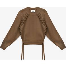 Bronze - Women Jumpers Isabel Marant Noelia Braided Ribbed Knit Sweater - Bronze