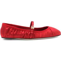 Dolce & Gabbana Unisex Shoes Dolce & Gabbana Dg Logo Satin Flat Ballet Flats Red