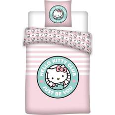 Hello Kitty Bedding Set 140 x 200 cm Pillowcase 65 x 65 cm Polycotton Duvet Cover Pink (200x140cm)