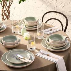 Karaca Abby Plates and Bowls 24 Piece Green Dinner Set