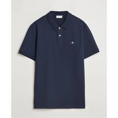 Herr Pikétröjor på rea Gant Textured Polo - Evening Blue