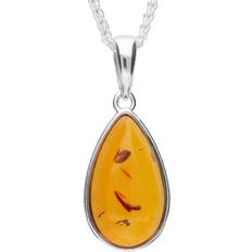Jewellery C W Sellors Sterling Silver Amber Pear Necklace