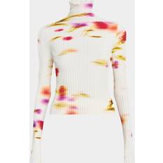 Ferragamo Tops Ferragamo Blossom Flower Print Mock Neck Top - Multicolor