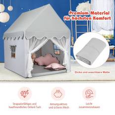 Lekstuga i trä Cwy Lekstuga För Barn Med Ram Av Massivt Trä Och Bomullsmadrass 120 x 105 x 140 cm Grå