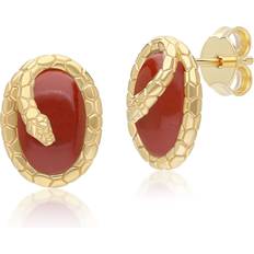 Ruby Jewellery Gemondo Red Jasper Winding Snake Stud Earrings - Gold Plated