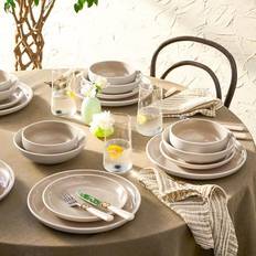Karaca Abby Plates and Bowls 24 Piece Cream Dinner Set