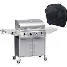 4 burner gas bbq Boss Grill Boss Grill Georgia Classic 4 Burner Gas BBQ with Side Burner and Cover Silver