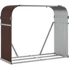 Firewood Baskets vidaXL Log Holder Brown 120 x 45 x 100 cm Galvanised Steel
