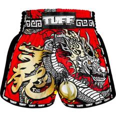 Kampsport Tuff Retro Red Chinese Dragon Muay Thai Shorts Large