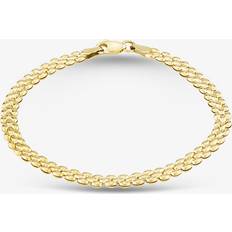 Gold Bracelets Gold Classic 9ct Yellow 7 Inch Hollow Three-Row Bead Bracelet