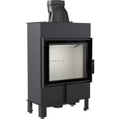 Fireplaces Kratki Steel Fireplace Lucy Slim 8 kW Ø 160 Self Closing Door Black