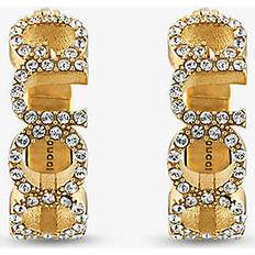 Gucci Earrings Gucci Womens Yellow Gold Logo-Script Crystal-Embellished Antique Gold-Toned Metal Earrings - Yellow Gold