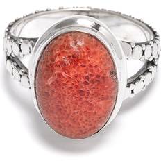 Smycken Bali Korall Ring I Silver Med Filigranband -