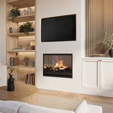 Amberglo Fireplaces Amberglo Black 31 Inch Inset Electric LCD Display Media Wall Fireplace
