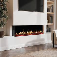 Amberglo Fireplaces Amberglo Black 60 Inch Inset Electric LCD Display Media Wall Fireplace