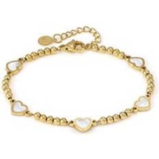 Nomination Armbånd Nomination Emosfere Gold Five Mother of Pearl Heart Beaded Stainless Steel Necklace - Gold