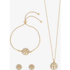 Transparent Smyckesset Jon Richard Gold Plated Crystal Tree Of Life Trio Set - Ilver