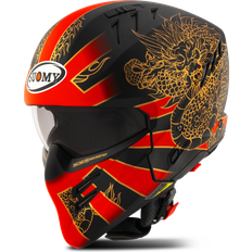 Armor Dragon Jet Helmet - Matt Black/Red/Gold