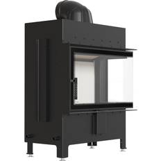 Fireplaces Kratki Steel Fireplace LUCY Right 14 kW Ø 200 Self Closing Door Black