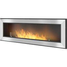 Caminetti Camino a Bioetanolo da Parete 150 x 49 cm Frame 1500 Inox con Vetro