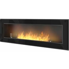Caminetti Camino a Bioetanolo da Parete 150 x 49 cm Frame 1500 Nero con Vetro