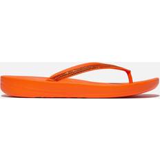 Orange - Women Flip-Flops Fitflop Iqushion Sparkle Toe Post Sandals - Orange