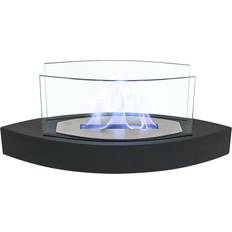 Living and Home Black Modern Tabletop Ethanol Fireplace