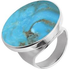 Rings C W Sellors Sterling Silver Turquoise Medium Round Stone Ring - Silver