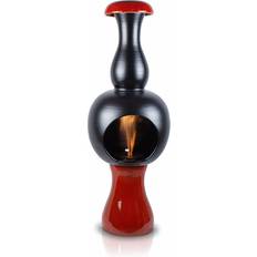 Caminetti Camino a Bioetanolo da Pavimento in Ceramica 32 x 95 cm Onda Rosso e Nero