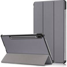 MTK Kolmen Taittotelineen Lykotelo Samsung Galaxy Tab S7 FE Tab S7 Plus Tab S8+ Grey
