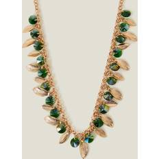 Agate Jewellery Accessorize Gemstone and Leaf Necklace - Green