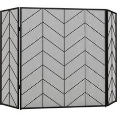 Brændeovne & Pejse Homcom Klappbares Kamingitter mit 3 Paneelen 135 x 85 cm Schwarz