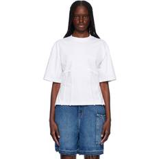 Ganni T-shirts Ganni Heavy Cotton Tie Back Waisted T-Shirt - Bright White