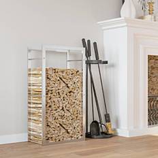Steel Firewood Baskets vidaXL Firewood Rack 50 x 28 x 94 cm Stainless Steel