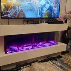 LivingAndHome 3-Sided Tempered Glass Electric Fireplace