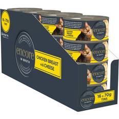Encore 100% Natural Wet Cat Food Chicken Breast with Cheese 70 g Tins Pack of 16