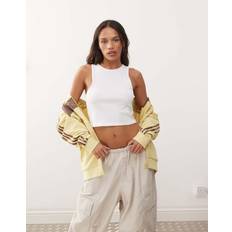 White Tank Tops Weekday Crop Ribbed Tank Top - White