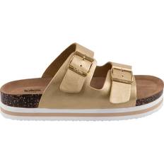 Totes Double Buckle Platform Slide - Gold