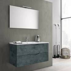 Mobiletti con Specchio per Bagno Mobile Bagno Sospeso Effetto Pietra 80cm