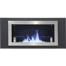 Ethanol Fireplaces Living and Home Stainless Steel Wall Mounted Fireplace 53.5 x 15 x 114.5 cm