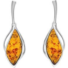 Earrings on sale C W Sellors Sterling Silver Orange Amber Open Marquise Drop Earrings