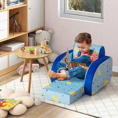 Cwy Mysig 3-i-1 Konvertibel Barnfåtölj Hopfällbar Barnsoffa 92 x 47 x 29 cm Blå